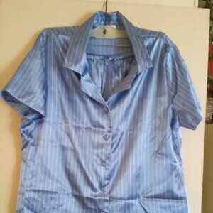Lady's Gilligan & O'Malley Pajama Set Top & Shorts SZ M Unworn Light Blue